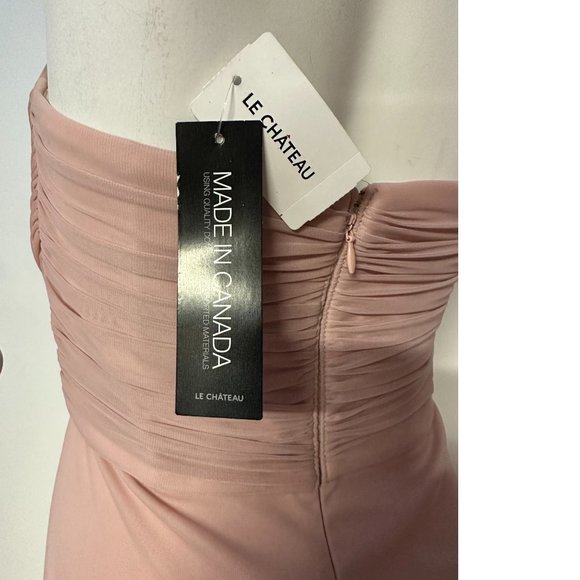 NWT Le Chateau Rose Pink Blush Chiffon Metallic Jewel Maxi Gala Prom Dress Gown - Picture 6 of 6